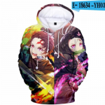 Anime Hoodie Demon Slayer Meeste Hoodie Prindiga topeltv&auml;rviline kapuuts Unisex dressipluus Harajuku Cartoon vabaaja topid XL