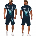 Camo Animal Deer Hunt 3D Prinditud s&auml;rgid/l&uuml;hikesed p&uuml;ksid/komplektid Meeste Harajuku T-s&auml;rk V&auml;lispordir&otilde;ivaste Kost&uuml;&uuml;mid Vabaaja jooksujaht 2-osalised r&otilde;ivad S