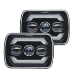 2 tk 7-tollised LED-esituled Heakskiidetud 7x6 5x7-tollised LED-esituled valge kaug-/l&auml;hitulega DRL-kollane must