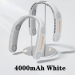 2024 kaasaskantav kantav labadeta ventilaator 4000 mAh USB-laetav lehtedeta rippuvad ventilaatorid &otilde;hujahuti jahutus summuti ventilaatorid kaelapaela ventilaatorid kliimaseade valge