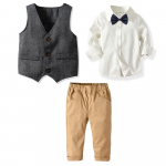 Mood Baby Boys Tuxedo &uuml;likond Baby Boy Gentleman Multifilmi s&auml;rk Topid + Vest + P&uuml;ksid Komplekti Riided 12M sinine