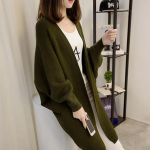 2022. aasta pikk kampsun naiste kampsun, s&uuml;gistalvine nahkhiirte varrukatega kootud kampsun, suures suuruses jakk, avar naiste kampsun, kardigan None armee roheline v&auml;rv