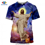 3D-tr&uuml;kiga Religioossed T-s&auml;rgid Meestele Naistele Harajuku vabaaja s&auml;rgid Jeesus Jumal &Uuml;markaelus l&uuml;hikeste varrukatega riided Hingav T-s&auml;rk XXL