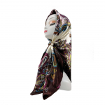 Suur kandiline sall siidist sall naiste satiinist 90 cm siidist satiinist sall Vintage tr&uuml;kitud pear&auml;tt sall 90*90cm