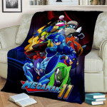 Retro m&auml;ngud Megaman Rockman Multikate Tekk, Pehme Visketekk Kodu Magamistoa Voodi Diivani Pikniku Reisi Kontori Katteks Lastele 130x150cm blue