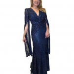 Naiste &otilde;htukleit, l&otilde;hestatud varrukatega, s&uuml;gav V-kaelus, l&auml;ikiv litrid, kitsas v&ouml;&ouml;koht, s&otilde;lm, plisseeritud t&auml;ispikk &uuml;hev&auml;rviline daami balli banketi maksikleit S