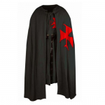 Keskaegne Tuunika Templar R&uuml;&uuml; Halloweeni Kost&uuml;&uuml;m Kapuutsiga Kapuuts Mantel Renessanss Surcoat Cosplay Kost&uuml;&uuml;mid Suurus (S-6XL) S must