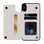 Nahast rahakoti&uuml;mbris iPhone'i 14/13/12/11/Pro Max/Mini/XR/X/XS Max/8/7/6S/6 Plus/SE2/SE3/2022/2020 jaoks &ndash; kaardihoidja ja &uuml;mberp&ouml;&ouml;ratav tagakaas IPhone XS Max valge