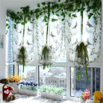 Lilleaken Maaelu Magamistoa Sisustus L&auml;bipaistev kardin kardin Tikitud liblikas Moodne l&uuml;hikesed Rooma kardinad Valance W 80X H 270cm 1PC