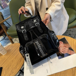 Moodne naiste seljakott, mitmek&uuml;lgne ja esmaklassiline ehtsast nahast suure mahutavusega vabaaja &otilde;lakott, moodne teemant must