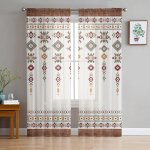 Boheemlaste retro-etnilised l&auml;bipaistvad kardinad elutuppa Kaasaegse magamistoa t&uuml;llkardinate aknakatted 135W x 114H(cm)