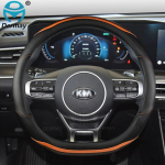 for Kia Picanto Morning Picanto GT-Line X-Line Car Steering Wheel Cover Microfiber Leather + Carbon Fiber Auto Accessories O shape- Black black