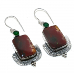 Natural Bloodstone, Diopside Gemstone 925 Sterling Silver Earring 2.32 s5l82