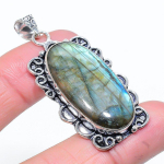 Natural Labradorite Gemstone Handmade 925 Sterling Silver Pendant 2.09 a9t26