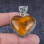 Natural Baltic Amber Gemstone Handmade 925 Sterling Silver Pendant 1.85 n3o77