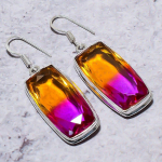 Natural Bi-Color Tourmaline Gemstone 925 Sterling Silver Earring 2.01 z1w48