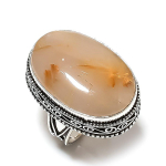Natural Golden Rutile Gemstone Handmade 925 Sterling Silver Ring Size 7 t5b80