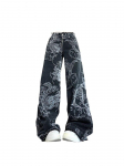 Naiste Must Gooti Draakoniprindiga Baggy Vintage Esteetilised Cowboyp&uuml;ksid Harajuku Denim P&uuml;ksid Y2k Trashy 2000ndate R&otilde;ivad 2024 S must