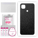 apgo Protective Skin Sticker for the back compatible with Xiaomi Redmi 9C, Wrap Film, Foil, Vinyl - Pattern Black Honeycomb