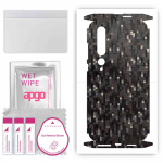 apgo Protective Skin Sticker for the back+sides compatible with Xiaomi Mi 10 5G, Full Wrap Film, Foil, Vinyl - Pattern Carbon Black Pixel