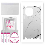 apgo Protective Skin Sticker for the back+sides compatible with Apple iPhone 14 Pro Max, Full Wrap Film, Foil, Vinyl - Pattern White Marble
