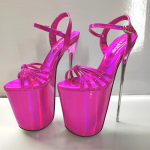 22 cm naiste sandaalid, platvorm Peep Toe Catwalk mudel Striptiis-kingad K&otilde;rged kontsad &Ouml;&ouml;klubi kingad Suures suuruses 50 Heleroosa