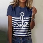 Suvine naiste T-s&auml;rk 3D Print Boat Anchor Print Fashion O Kaelusega L&uuml;hikeste Varrukatega T-s&auml;rk Topid Pullover Naiste vabaaja vaba T-s&auml;rk Y2k riietus 3XL