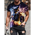 Knight Pattern Tees Meeste t&auml;navar&otilde;ivad Moto 3D prindiga T-s&auml;rk Moodne kaelus l&uuml;hikeste varrukatega Topid Suvised T-s&auml;rgid S punane