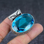 Natural Swiss Blue Topaz Gemstone 925 Sterling Silver Jewelry Pendant 1.50 m2s32