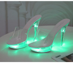 Naiste LED-valgustusega sandaalid, l&auml;bipaistva kontsaga sussid, 15 cm, seksikad Led kerged kontsad LFD-190 35