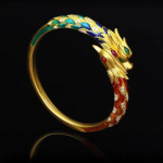 Kuldne Hiina-&scaron;ikk iidne emailiga draakon Phoenix soodsalt avatav k&auml;ev&otilde;ru one size