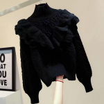 Turtlene kaelusega lihtne massiivne lilleline kampsun Elegantne 2021. aasta talvine paks kampsun, naiste topsid One Size