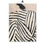 Sofia Lind Triibuline pidžaama Naine Geomeetria Leht Sein Kunsttr&uuml;kk P&otilde;hjamaade plakat L&otilde;uendimaal Retropildid elutoa sisekujunduseks 50x70cm No Framed