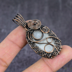 Natural Moonstone Gemstone Handmade Copper Wire Wrap Jewelry Pendant 2.29 o0f03