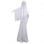 Halloweeni ornament hirmutav kummituslik pruutfiguur koos helipatareiga t&ouml;&ouml;tava Halloweeni luustiku kaunistus jube kummitava maja rekvisiit valge