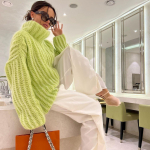 S&uuml;gistalvine vintage avara pikkade varrukatega &uuml;laosa &uuml;hev&auml;rviline pullover trikotaaž, kraega kampsun M roheline