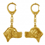 English Pointer - Gilded key ring with dog in gift box, handbag decoration, luxury accessory by Art-Dog brand