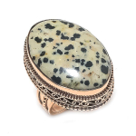 Natural Dalmation Jasper Gemstone Handmade Copper Jewelry Ring Size 7 o5v71