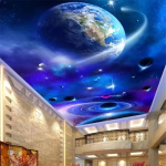 Fototapeet 3d seinamaaling Universum T&auml;hine Maa Elutuba Diivan P&otilde;randakate Zenit Seinapaber 200 cm(W) x 140 cm(H)