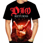 Summer Fashion Heavy Metal Band Dio Casual Large Size Men's 3D Printed T-Shirt Short Sleeve Top S valge