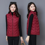 Talvine naiste puuvillasest sulevest vestiga krae puuvillane vest l&uuml;hike vest XXL tumepunast v&auml;rvi