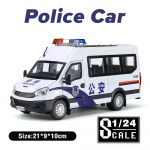 Metallist Autod M&auml;nguasjad M&otilde;&otilde;tkava 1/24 IVECO Politseiauto Valatud Sulamist Auto Mudel Kingitus Poistele Lastele M&auml;nguautod Heli ja Valgusega valge