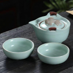 Kaasaskantav Ge Kiln keraamiline reisiteekomplekt, 1 teekann, 2 teetassi, autosse paigaldatav teekomplekt Gaiwani tassid ja kruusid Yixing veekeetja armas tassipott