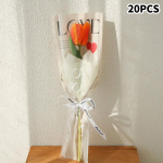 20 tk Love Transparent Rose &uuml;he kotiga kimpude pakendikotid valge