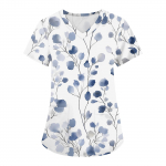 Naiste moodsad V-kaelusega l&uuml;hikeste varrukatega t&ouml;&ouml;r&otilde;ivad, taskutega, tr&uuml;kitud topid L armee roheline v&auml;rv