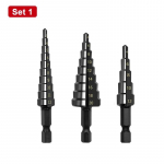 3 tk HSS sirge soonega astmeline puur, 3-12 mm 4-12 mm 4-20 mm nitriid must kuuskant puidust metallist augul&otilde;ikuri s&uuml;damiku puurimist&ouml;&ouml;riistade komplekt