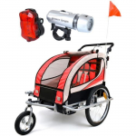 Remorque v&eacute;lo enfant &ndash; vanker &ndash; 2 kohta &ndash; avec amortisseur &ndash; rouge