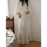 Naiste Puhast puuvillast volangid Vintage &ouml;&ouml;s&auml;rgid R&uuml;&uuml; &Ouml;&ouml;s&auml;rk Pikk Kleit Victoria Romantiline Printsess Magamisriietus &Ouml;&ouml;s&auml;rk Koduriided S