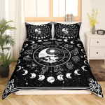 Must ja valge tekikottide komplekt Boheemlaslik mandala voodipesukomplekt lastele Laps Yin ja Yang Pol&uuml;ester tekikate Kuninglik suurus EU single(135x200cm)