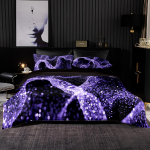 Luksuslik pehme voodipesukomplekt lilla optilise teibi mustriga tekikott tekikate Padjap&uuml;&uuml;r Romantiline eurokomplekt King Queen-suurusele AU Double180x210cm